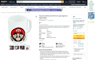 Taza cerámica Super Mario 325 ml caja regalo por 4,99€