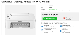 Canon PIXMA TS3451, Wit voor €55,74 bij Update