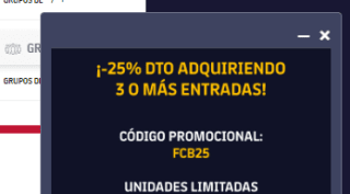 25% descuento comprando 3 entradas para ver el FC Barcelona en Liga