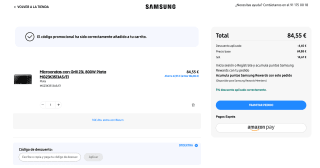 Microondas SAMSUNG con Grill 23L 800W MG23K3513AS/E1 por 84,55€