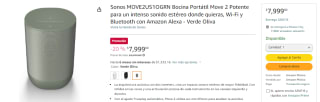 Bocina Sonos Move 2 por $6,499 en Amazon con AMEX