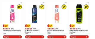 Alle Fa deodorant en douche voor €1 bij Kruidvat
