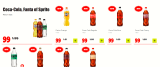 Alle Coca-Cola, Fanta of Sprite Fles 1 liter voor €0,99 bij Dirk