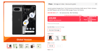 Móvil Google Pixel 7 de 8GB/128GB por 429€
