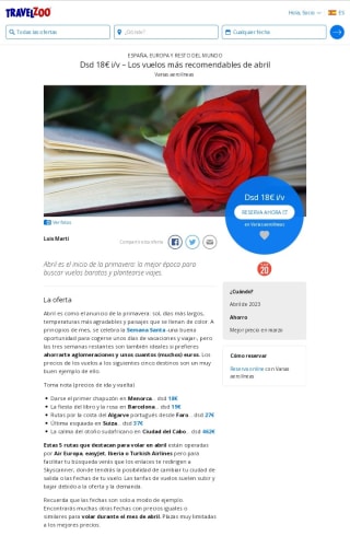 Vuelos desde 18€ ida/vuelta en Abril.