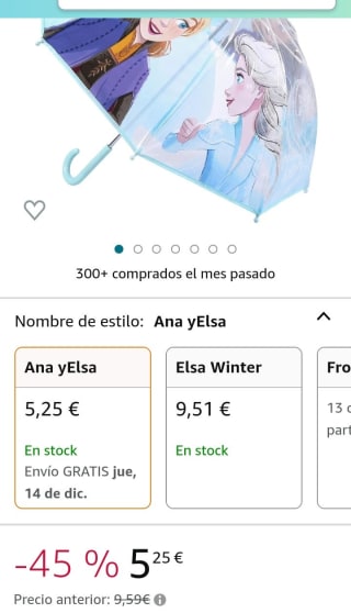 Paraguas Transparente de Frozen 2 por 5,25€.