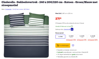 Cinderella dekbedovertrek 240 X 220/200 groen/blauw streepmotief voor €27,95