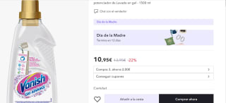 Quitamanchas Vanish Oxi Advance para ropa blanca 1500ml por 7.95€