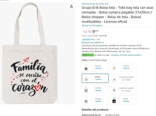 Bolsa compra pegable 37x39cm , Grupo Erik por 9,09€