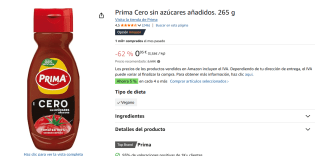 4x Prima Cero sin azúcares añadidos. 265 g por 2,60€
