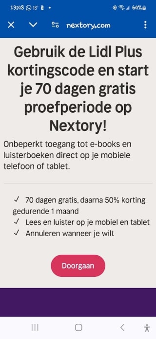 70 dagen Nextory gratis in Lidl plus app