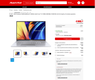 Portátil ASUS Vivobook F1605PA MB104 16" WUXGA Intel Core i5-11300H 8GB 512GB por 400,35€