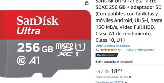 SanDisk Ultra Tarjeta Micro SDXC 256 GB + adaptador SD por 18,90€