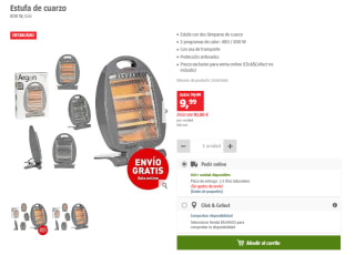 Estufa de cuarzo con 2 programas de calor por solo 9,99€