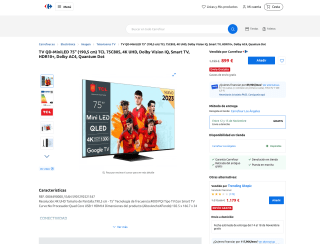 TCL 75QM8B TV MiniLED 75” QLED 144Hz 4K HDR Premium 1300nits Google TV Dolby Vision IQ & Atmos por 899€