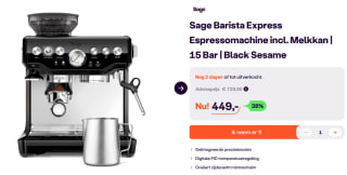 Sage Barista Express Espressomachine voor €449 bij iBOOD