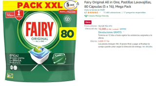 Pastillas Lavavajilla Fairy Original All in One XXL 5x 16 capsulas por 13.58€