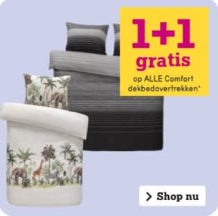 1+1 gratis op alle Comfort dekbedovertrekken bij Leen Bakker