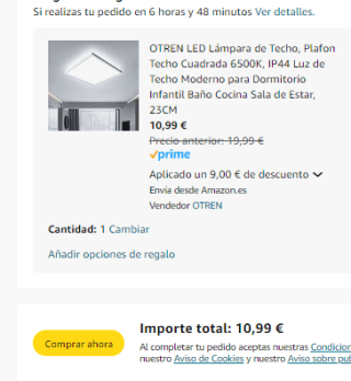 LED Lámpara de Techo Cuadrada 6500K por 10,99€