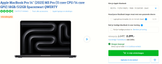 Apple MacBook Pro 14'' (2023) - Laptop voor €2299 bij Coolblue