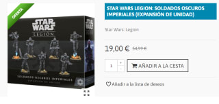 Juego de Mesa Star Wars Legión: Soldados Oscuros Imperiales - Expansion Unidad por 19€