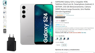 Samsung Galaxy S24 de 8GB/256GB + Cargador 45W por 688,70€