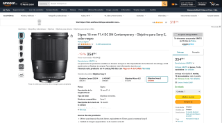 Sigma 16 mm F1.4 DC DN Contemporary por 354,99€