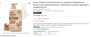 Dicora Urban Fit Gel de Ducha con Vitamina B Almendras & Nueces 825 ml por 1,87€