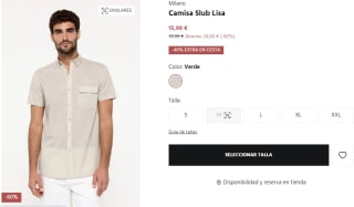 Camisa Slub Lisa para Hombre Milano por 9.59€