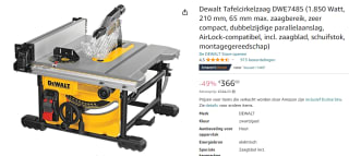 DeWalt DWE7485 tafelcirkelzaag voor €366