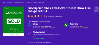 Suscripción Xbox Live Gold 3 meses por 7.51€