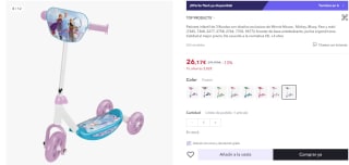 Patinete infantil de 3 Ruedas con diseños exclusivos de Minnie Mouse , Mickey, Bluey, Paw y más por 26,17€ (15,70€ cuenta nueva)