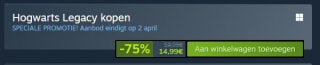 Hogwarts Legacy (PC) voor €14,99 via Steam