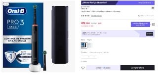 Cepillo de dientes eléctrico Oral b - Braun Pro 3 3500 con control de presión por 31.6€