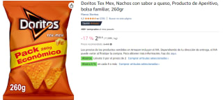 6 Bolsas de Doritos Tex Mex Sabor a Queso de 260g por 9.86€