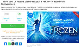 Tickets voor De musical Disney FROZEN voor €49 via Social Deal