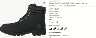 Timberland 153,16 voor €67,98 bij Amazon