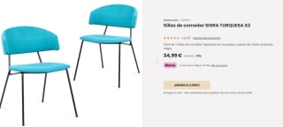 Pack 2 Sillas de comedor Shira color Turquesa por 34,99€