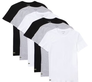 Lacoste Essentials Basic Crew Shirt Heren (6-pack) voor €44,95 bij Ibood