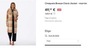 Chaqueta de Mujer Rip Curl Breeze Check Jacket por 49.99€
