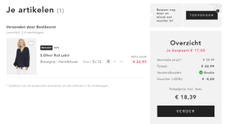 20% extra korting op alle Extra Deals bij BestSecret