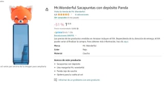 Sacapuntas con depósito Panda mr Wonderful por 3,95€