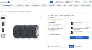 Kit com 4 Pneus Westlake Radial de Aro 15 - R$ 924,72