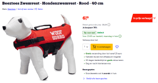 Beeztees Hondenzwemvest 40 cm voor €6,19 bij Bol