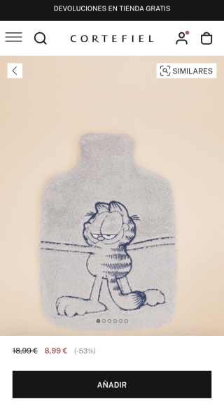 Bolsa de agua con pelo Garfield por 8,99€.