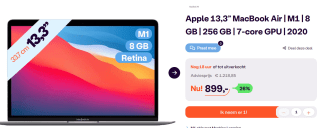 Apple MacBook Air (2020) Zilver voor €899 bij Ibood