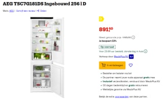 AEG 7000 series TSC7G181DS ingebouwde koelkast voor €891,40 bij Bol