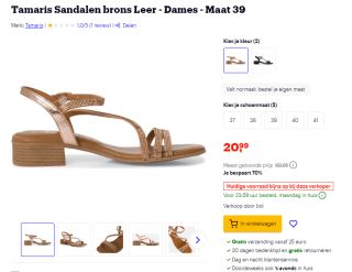 Tamaris Sandalen brons Leer voor €20,99 bij Bol