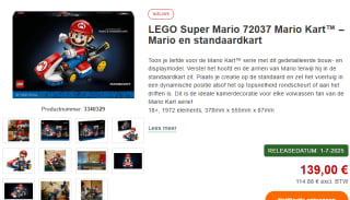 LEGO Super Mario Mario Kart™ – Mario en standaardkart voor €139 bij Proshop