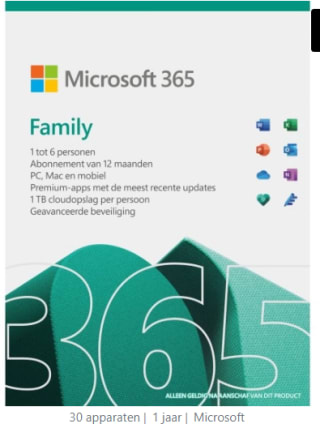 Microsoft 365 Family | 6 Gebruikers - 1 jaar | Inclusief updates voor €44 bij de Mediamarkt